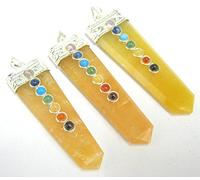 Conjunto de tres amarillo cuarzo Cabochons de Chakra colgantes de la moda energía reiki de curación de cristal regalo potente Gemstone paz Meditación hecha a mano accesorio