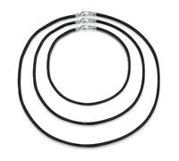 Conjunto De Tres Collares De Cordón De Seda Negra Suave Y Fina Para Mujeres, Hombres Para Combinar Con Colgantes. Cierre De Langosta De Plata Esterlina .925 Longitudes De 14, 18 Y 24 Pulgadas