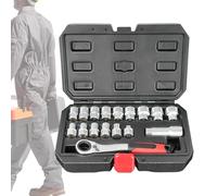 Conjunto De Trinquete Y Socket: Kit De Herramientas De Chrome Duradera, Organizador De Bits Compactos | Caso Portátil Para El Ensamblaje Del Panel Eléctrico, Kit Versátil Para Tareas De Reparación De
