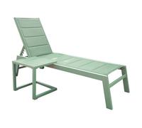 Conjunto de tumbona y mesa auxiliar barbados de textilene verde salvia - aluminio verde salvia