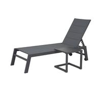 Conjunto de tumbona y mesa auxiliar barbados de textileno gris aluminio gris antracita
