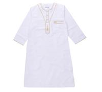 Conjunto de túnica árabe delgada para jóvenes, túnica musulmana, caftán de manga larga, túnica de cuello redondo, traje nacional, manga larga, bordado para adolescentes, niños, primavera y niño