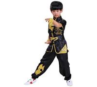 Conjunto de uniforme chino de Kung Fu Master Tai Chi Dragón para niños y niñas, Negro -, 5-6 años