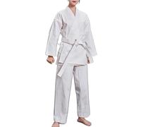 Conjunto de uniforme Karate transpirable, traje entrenamiento ligero for artes marciales y Aikido, estudiante GI con cintura elástica, cinturón libre for mí Para Hombres, Mujeres(White,180cm)