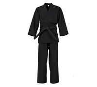 Conjunto de uniforme Karate transpirable, traje entrenamiento ligero for artes marciales y Aikido, estudiante GI con cintura elástica, cinturón libre for mí Para Hombres, Mujeres(Black,150cm)