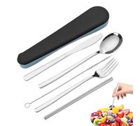 Conjunto de Utensilios de Viaje - Kit de Vajilla Portátil en Acero Inoxidable - Juego Cubiertos para Acampar | Para Campismo, Senderismo, Oficina, Aire libre, Almuerzo, Mochilero, Viaje, Centro escola