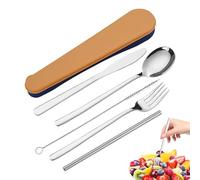 Conjunto de Utensilios de Viaje | Kit de Vajilla Portátil en Acero Inoxidable - Set Utensilios Reutilizables - Para Campismo, Senderismo, Oficina, Aire libre, Almuerzo, Mochilero, Viaje, Centro escola