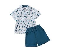 Conjunto de Verano con Estampado de Dinosaurios para niño, Camiseta de Manga Corta Pantalones Cortos, Ideal para un Estilo Informal Divertido.
