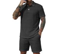 Conjunto de verano descontratado transpirable compuesto por una camisa de manga corta y un pantalón corto de dos piezas cómodo y ligero ideal para viajes de negocios