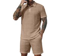 Conjunto de verano descontratado transpirable compuesto por una camisa de manga corta y un pantalón corto de dos piezas cómodo y ligero ideal para viajes de negocios