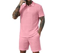 Conjunto de verano descontratado transpirable compuesto por una camisa de manga corta y un pantalón corto de dos piezas cómodo y ligero ideal para viajes de negocios