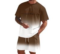 Conjunto de verano hombre Ropa práctica para el día a día Prendas combinadas para running y jogging Resistente y duradero Agradable contra la piel Manga corta con pantalones cortos coordinados