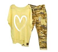 Conjunto de verano para mujer, de talla grande, ligero, informal, suelto, de verano, de algodón y lino, camiseta + pantalones de talla grande, transpirable, juego de playa con curvas y jogging, cómodo