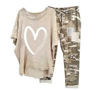 Conjunto de verano para mujer, de talla grande, ligero, informal, suelto, de verano, de algodón y lino, camiseta + pantalones de talla grande, transpirable, juego de playa con curvas y jogging, cómodo