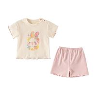Conjunto de Verano para Niña 2026: Top de Manga Corta y Short Separado, Ropa de Juego Suave y Cómoda para Niñas Pequeñas (1-2 Years)