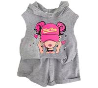 Conjunto de Verano para niñas de 2 a 13 años, Camiseta sin Mangas y Pantalones Cortos Estampados, Ropa de Juego Informal y cómoda para días calurosos.