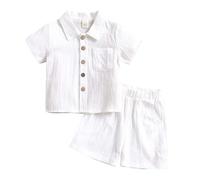 Conjunto de verano para niños, camisa y pantalones cortos de lino, ropa informal para uso diario, transpirable y cómoda, conjunto de dos piezas. Trajes Completos De Mujer Y Traje Del De Chihuahua