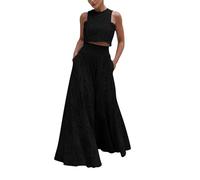 Conjunto de vestido de 2 piezas para mujer, camiseta sin mangas con cordones y falda elástica con cintura elástica, ropa de descanso, elegante vestido largo de dos piezas, ropa de calle, trajes de