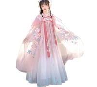 Conjunto de vestido Hanfu chino for mujer: disfraz tradicional de hada con túnica bordada, falda degradada y top interior de princesa antigua, traje Qixiong Ruqun de tubo transparente de la dinastía T