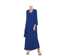 Conjunto de vestidos de madre de la novia de 2 piezas para mujer, traje de gasa, vestido formal para invitada de boda, azul real, 52