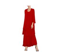 Conjunto de vestidos de madre de la novia de 2 piezas para mujer, vestidos de talla grande, vestido de gasa, traje formal para invitada de boda, rosso, 50
