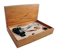 Conjunto de Vino Deluxe - 6 Piezas - Metal y Bambú - Caja de Regalo