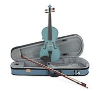 Conjunto de violín arlequín talla 1/2, azul claro con lazo P&H y funda ligera, 1401ELBU