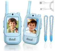 Conjunto de Walkie-Talkies Vídeo Infantil 2 Piezas Intercomunicador Visual Padre-Hijo con Cámara HD y Función Cambio Voz Juguete Interactivo Educativo Ideal para Juegos en Interior Campamentos Regalo