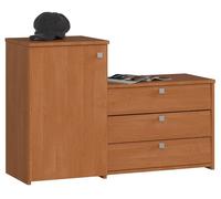 Conjunto de zapatero y cómoda akord s16 aliso 98,4 cm 4 puertas color aliso mate 5 estantes 98,4x33x68 cm
