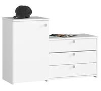 Conjunto de zapatero y cómoda akord s16 blanco 98,4 cm 4 puertas color blanco mate 5 estantes 98,4x33x68 cm