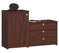 Conjunto de zapatero y cómoda akord s16 wengué 98,4 cm 4 puertas color wengué mate 5 estantes 98,4x33x68 cm