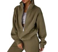 Conjunto deportivo a juego para mujer: sudadera de manga larga, pantalón deportivo, chándal 2026, conjunto moderno, marrón y verde, talla 4X Large.