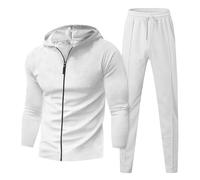 Conjunto deportivo con capucha y pantalón de chándal para hombre, primavera, otoño, deportes, ocio, cárdigan con cremallera, color sólido, pantalones de manga larga, conjunto de sudadera de moda