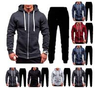 Conjunto deportivo de 2 piezas con capucha para hombre, con cremallera completa, chaqueta deportiva y pantalones, conjunto de sudadera para hombre, 2 piezas, entrenamiento, gimnasio, calentamiento