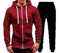 Conjunto deportivo de 2 piezas con capucha para hombre, con cremallera completa, chaqueta deportiva y pantalones, conjunto de sudadera para hombre, 2 piezas, entrenamiento, gimnasio, calentamiento