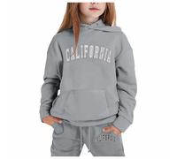 Conjunto deportivo de 2 piezas con capucha para niñas de Los Ángeles, California, Active para niños, conjunto de chándal de manga larga con capucha y pantalones cómodos, conjuntos de chándal de