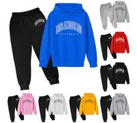 Conjunto deportivo de 2 piezas con capucha para niños y niñas de Los Ángeles California para invierno otoño sudadera atlética ajuste holgado