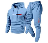 Conjunto deportivo de 2 piezas para hombre | Conjunto casual con sudadera con capucha, pantalones deportivos Co-ord para gimnasio, ropa para el hogar, color azul real