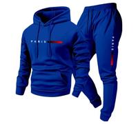 Conjunto deportivo de 2 piezas para hombre | Conjunto casual con sudadera con capucha, pantalones deportivos Co-ord para gimnasio, ropa para el hogar, color azul real