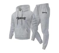 Conjunto deportivo de 2 piezas para hombre | Conjunto de ropa de descanso, sudadera con capucha, pantalones deportivos Co-ord para viajes, ropa para el hogar
