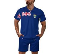 Conjunto Deportivo de 2 Piezas para Hombre: Polo y pantalón Corto con Bolsillos, de la Isla de Santa Elena, Marca St. Helena Islanders.