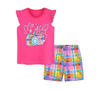 Conjunto Deportivo de 2 Piezas para niña Bonito Traje Camiseta sin Mangas y Pantalones Sueltos Pequeños Ropa Verano Trajes Niñas 1 Top Pantalón Ideales días calurosos