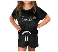 Conjunto Deportivo de 2 Piezas para niña Cortos Casual Sólido Algodón Volantes Camiseta sin Mangas y Pantalones Sueltos Traje Moda niños 1 a 6 años