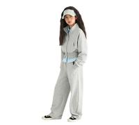Conjunto deportivo de 2 piezas para niñas adolescentes y adolescentes, otoño e invierno, camiseta de manga larga con media cremallera, parte inferior elástica a juego, tallas de 2 a 15 años (1B-gris