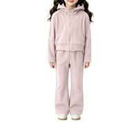 Conjunto deportivo de 2 piezas para niñas adolescentes y adolescentes, otoño e invierno, camiseta de manga larga con media cremallera, parte inferior elástica a juego, tallas de 2 a 15 años (1D-rosa