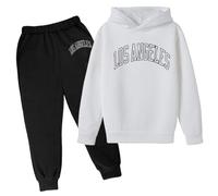 Conjunto deportivo de 2 piezas para niñas y niñas, sudadera con capucha para otoño de Los Ángeles, California, trajes deportivos para niños, sudadera con capucha casual con forro polar para invierno y