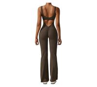 Conjunto Deportivo De Una Pieza Con Espalda En V For Mujer, Traje De Yoga, Pantalones Acampanados, Mono Deportivo For Mujer, Monos De Fitness, Monos De Entrenamiento Para Entrenamiento, Yoga y Baile(G