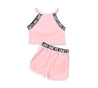 Conjunto Deportivo de Verano para Niñas 2026: Top de Tirantes y Shorts, Ropa de Dos Piezas Cómoda para Jugar al Aire Libre (6-7 Years)