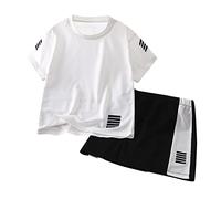 Conjunto deportivo de verano para niño, camiseta de manga corta de malla y pantalones cortos, ropa para niños, 3-10 años, atlético y casual, Blanco, 5-6 años