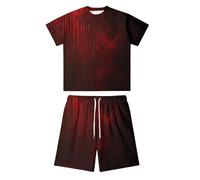 Conjunto Deportivo Hombre Chandal Hombre Completo Estampado Sangriento Halloween Reversible Cuello Redondo Shorts con Cordon Ropa Verano Disfraces Conjuntos Verano Ropa De Homb